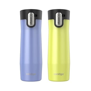 Contigo® AUTOSEAL® West Loop Vacuum-Insulated Stainless Steel Travel Mug with Easy-Clean Lid, 20 oz, 2-Pack, Aster Frosted Pearl; Limelight Frosted Pearl - Image 1