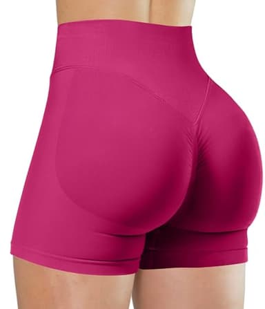 Unthewe Womens Workout Seamless Scrunch Butt Lifting Shorts High Waisted Tummy Control Gym Yoga Shorts(U516-Berry Red-M), Medium - Image 1