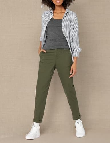 Amazon Essentials Women's Mid-Rise Slim-Fit Stretchy Cropped Tapered Leg Khaki Dress Pants (Available in Plus Size), Dark Olive, 18 - Image 8