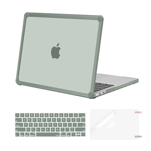 MOSISO Compatible with MacBook Pro 13 inch Case M2 2025-2016 A2338 M1 A2251 A2289 A2159 A1989 A1708 A1706, Anti-Cracking Heavy Duty Plastic TPU Bumper Hard Case&Keyboard Skin&Screen Film,Emerald Green - Image 1