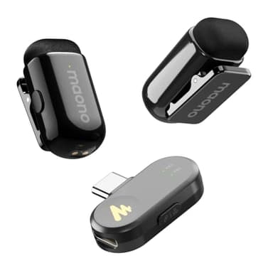 MAONO Wave T1 Mini Wireless Lavalier Microphone for iPhone 16 15, Android, Tablet, PC, Clip on Lapel Mic with USB-C Plug, Noise Cancellation, AI Voice Filter for Video Recording Vlog TikTok YouTube - Image 1