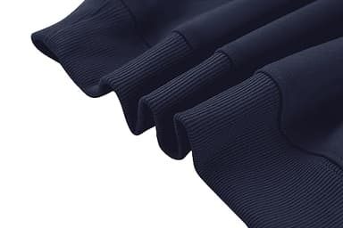 Lauweion Women Solid Basic Fleece Letter Loose Hoodie Sweatshirt Long Sleeve Kangaroo Pocket Drop Shoulder Pullovers Top Navy - Image 7