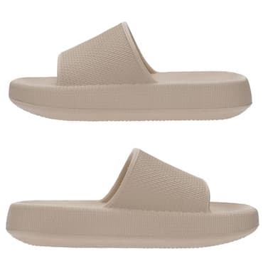 Joomra Womens Shower Pillow Slippers Thick Sole Platform Non Slip House Bathroom Slides Recovery Cushioned Size Soft Indoor Bath Female Sandals Khaki 35-36 - Image 3