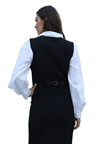 V VOCNI Women's Fully Lined 4 Button V-Neck Economy Dressy Suit Vest Waistcoat - Image 4