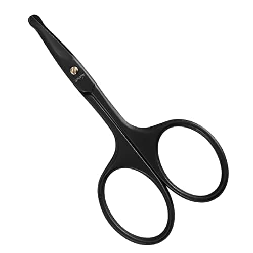 LIVINGO 3.75" Premium Nose Hair Scissors, Curved Safety Blades with Rounded Tip for Trimming Small Details Facial Hair, Ear Hair, Eyebrow (Black) - Image 1
