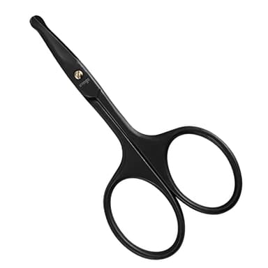 LIVINGO 3.75" Premium Nose Hair Scissors, Curved Safety Blades with Rounded Tip for Trimming Small Details Facial Hair, Ear Hair, Eyebrow (Black) - Image 1