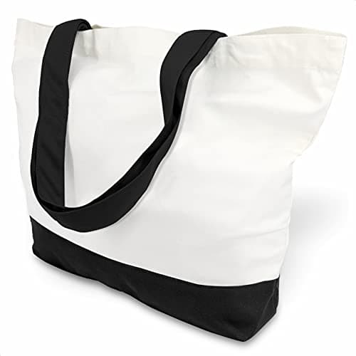 TOPDesign 12-Pack Super Strong Large 12oz Cotton Canvas Tote Bags, Reusable Grocery Shopping Cloth Bags, Fashionable Two-Tone Totes for Crafts, DIY Your Creative Designs - Image 1