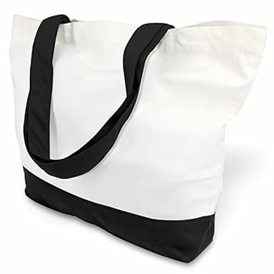 TOPDesign 12-Pack Super Strong Large 12oz Cotton Canvas Tote Bags, Reusable Grocery Shopping Cloth Bags, Fashionable Two-Tone Totes for Crafts, DIY Your Creative Designs - Image 1