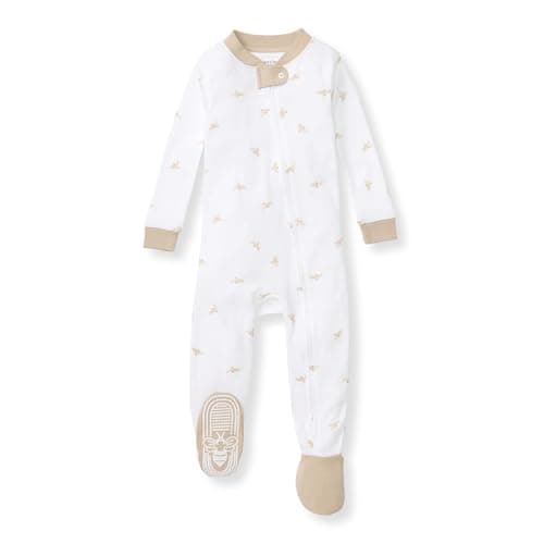 Burt's Bees Baby Baby Boy's Sleeper PJs, 100% Organic Cotton, One-Piece Footie, Zip Up Jumpsuit, Snug Fit Pajamas, Golden Bee, 12 Months - Image 1