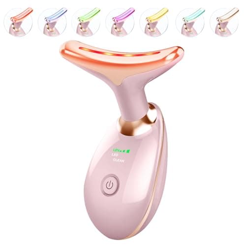 ELISHINE Light Based Face-Neck-Massager - 7 Color Portable Facial Massager for Skin Care, Glossy Pink - Image 1