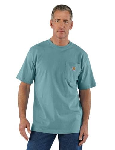 Carhartt Men's Big & Tall Loose Fit Heavyweight Short-Sleeve Pocket T-Shirt, Summer Blue Heather - Image 1