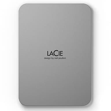 LaCie Mobile Drive 4TB External Hard Drive Portable HDD - Moon Silver, USB-C 3.2, for PC and Mac, Post-Consumer Recycled, with Adobe All Apps Plan and Rescue Services (STLP4000400) - Image 1