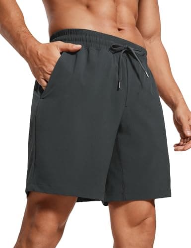 CRZ YOGA Men's Linerless Workout Shorts - 7'' Quick Dry for Running Sports Athletic Gym with Pockets Ink Gray Large - Image 1
