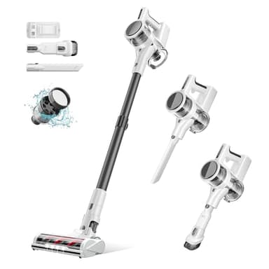 Ljuren Vacuum Cleaners for Home, 80,000PRM Powerful Motor Cordless Vacuum with Removable 2200mAH Battery up to 35 Mins Worktime, 2 Adjustable Modes and Detachable Parts Stick Vacuum (White Zinc Gray) - Image 1