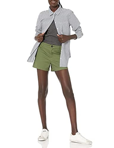 Amazon Essentials Women's Mid-Rise Slim-Fit 3.5 Inch Inseam Khaki Short, Olive, 2 - Image 4