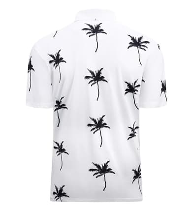 Alex Vando Mens Golf Shirt Moisture Wicking Quick-Dry Print Performance Polo Shirts for Men,White Palm Tree,L - Image 2