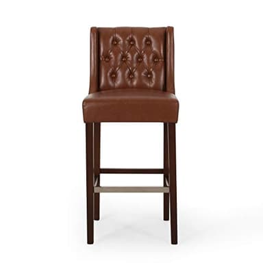 Christopher Knight Home Spencer Contemporary Wingback Barstools (Set of 2), Cognac Brown and Espresso, Faux Leather - Image 4