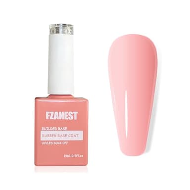 FZANEST Peach Pink Rubber Nail Base Gel 6 in 1 Builder Gel For Nails Thickening Strengthener Extension 15ml - Image 1