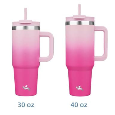 Konokyo 30 oz Tumbler with Handle and 2 Straws,2 in 1 Lid Insulated Water Bottle Stainless Steel Travel Coffee Mug,Cherry Blossoms - Image 3