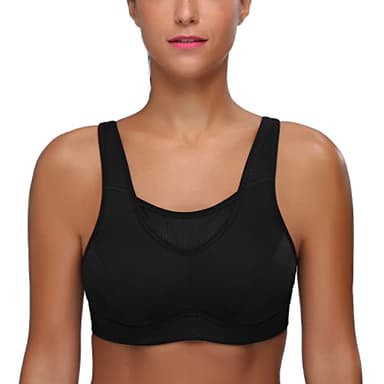 Wingslove Women's Full Coverage High Impact Wirefree Workout Non Padded Sports Bra Bounce Control (Black,36DDD) - Image 4