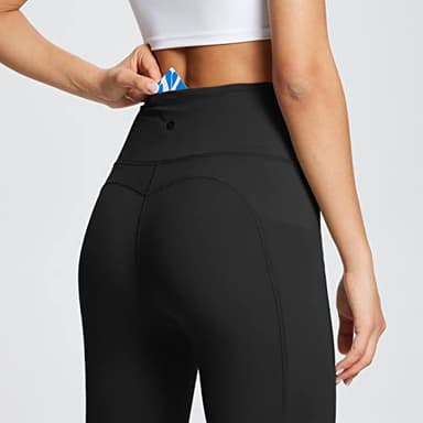 baleaf Workout Leggings for Women Tummy Control with Pockets High Waisted Athletic 7/8 Ultra Soft Gym Yoga Petite Ankle Pants Black S - Image 5
