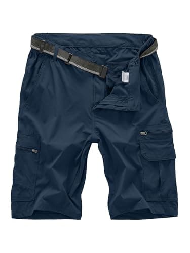 Jessie Kidden Mens Outdoor Casual Expandable Waist Lightweight Water Resistant Quick Dry Fishing Hiking Shorts (6222-Navy, 32) - Image 1