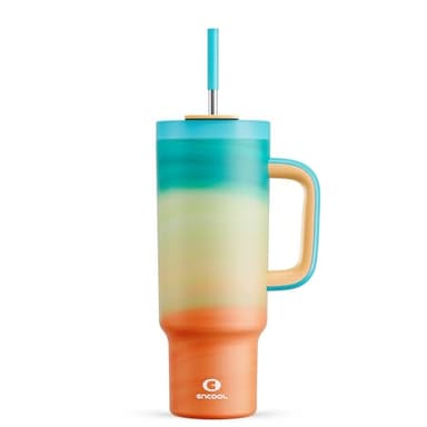 ENCOOL 40 oz Tumbler with Handle and Straw, 100% Leakproof Insulated Tumbler with Lid and Straw, Stainless Steel Travel Mug, Keeps Cold for 34 Hours, Car Cup Holder Friendly (Avenue) - Image 1
