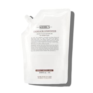 Kiehl's Amino Acid Conditioner, Strengthening and Moisturizing Hair Treatment, with Amino Acids, Jojoba and Coconut Oil to Improve Manageability and Added Shine - 33.8 fl oz /1 Liter Refill - Image 1