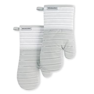 KitchenAid Albany Oven Mitt 2-Pack Set, Matte Grey, 7"x13" - Image 1