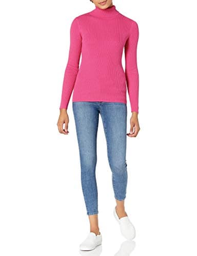 Amazon Essentials Women's Slim-Fit Lightweight Long-Sleeve Turtleneck Sweater, Bright Pink, Medium - Image 4