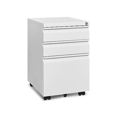 Approgreent Mobile File Cabinet for Home Office, Lockable 3 Drawer Filing Cabinet with Wheels for A4-Size/Letter-Size/Legal-Size, Fully Assembled Except Casters, White - Image 1