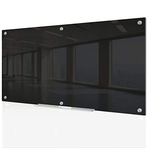 J&J worldwide Magnetic Black Glass Whiteboard 6' x 3', 70 x 35 Inches Large Frameless White Boards for Walls, Large Dry Erase Board for Office, Home, School - Image 1