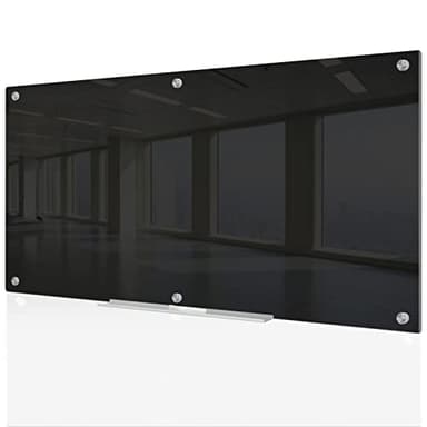 J&J worldwide Magnetic Black Glass Whiteboard 6' x 3', 70 x 35 Inches Large Frameless White Boards for Walls, Large Dry Erase Board for Office, Home, School - Image 1