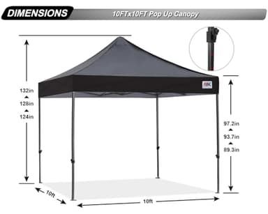 ABCCANOPY Patio Pop Up Canopy Tent 10x10 Commercial-Series (Black) - Image 4