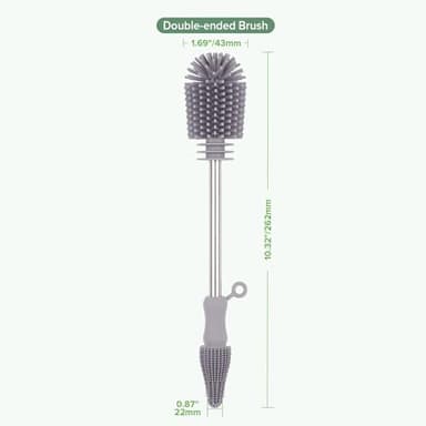 Haakaa Silicone Cleaning Brush - Baby Bottle Brush Cleaner for Breast Pump,Nipple,Breast Milk Storage Bag - Food Grade Silicone - 1 Count - Grey - Image 2