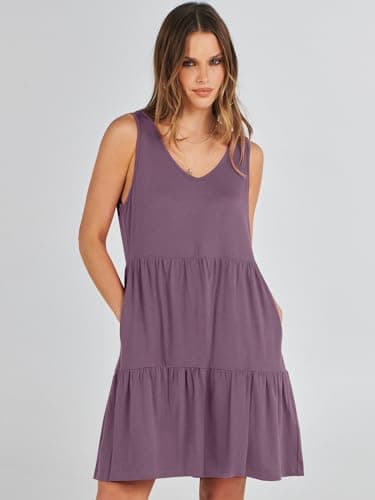 ANRABESS Womens Summer Casual Tank Dress Sleeveless V Neck T Shirt Sundress Flowy Tiered Swing Mini Beach Vacation Dresses Purple XX-Large - Image 9