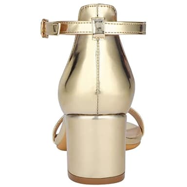 Women's Strappy Chunky Block Low Heeled Sandals 2 Inch Open Toe Ankle Strap High Heel Dress Sandals Daily Work Party Shoes Gold Size 9 - Image 3