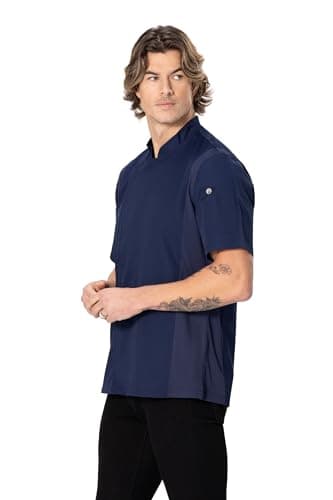 Chef Works Men's Springfield Chef Coat, Navy, Large - Image 3