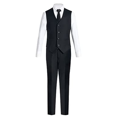 Marvelous World Suits Black Slim Fit Size 7 Formal Suits for Kids Toddler Tuxedos Dresswear Ring Bearer Outfit Wedding Suits Set Dress Clothes Youth 5-Piece Adjustable Waist - Image 4