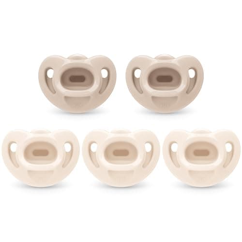 NUK 100% Silicone Comfy Orthodontic Pacifiers, 0-6 Months, Neutral Fashion, Timeless Collection, 5 Count - Image 1