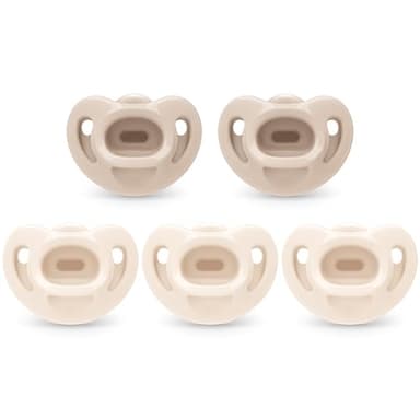 NUK 100% Silicone Comfy Orthodontic Pacifiers, 0-6 Months, Neutral Fashion, Timeless Collection, 5 Count - Image 1