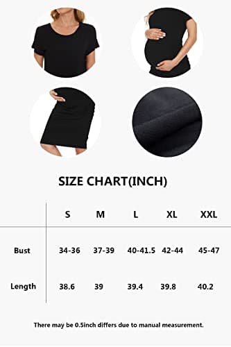 Smallshow Women's Short Sleeve Maternity Dress Ruched Pregnancy Clothes Medium Grey Blue - Image 4