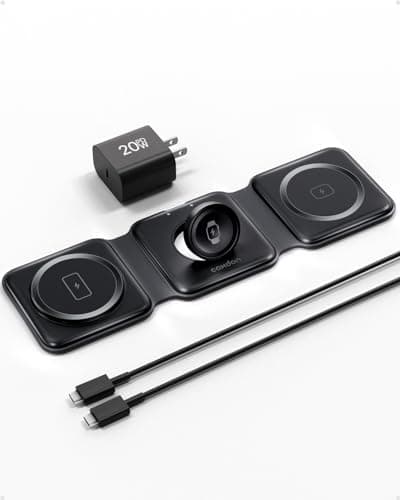 3-in-1-Wireless-Charger-for-Magsafe-for iPhone 16, Apple Watch S10, AirPods 4, Foldable-Travel-Charging-Station with Evolved Pro Magnetic Pad, Portable Essentials (Black) - Image 1