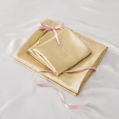 BEDELITE Satin Sheets Queen Size Bed Set, Luxury Soft Champagne Silky Sheets for Hair and Skin, Similar to Silk Bed Sheets Set 4 Pieces with 1 Deep Pocket Fitted Sheet, 1 Flat Sheet, and 2 Pillowcases - Image 6