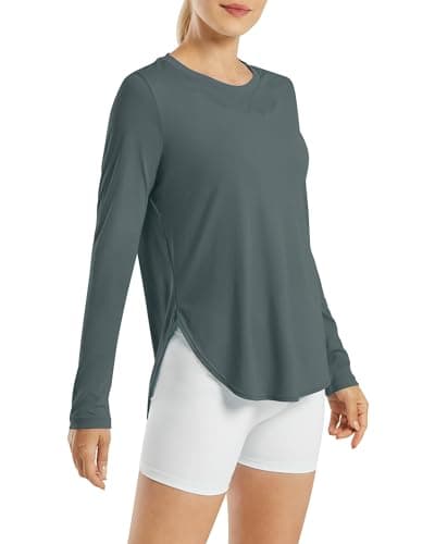 G4Free Long Sleeve Active Workout Shirts for Women UPF 50+ Running Hiking UV Shirts Lightweight Soft Athletic Tee Tops(Grey Sage,XL) - Image 1