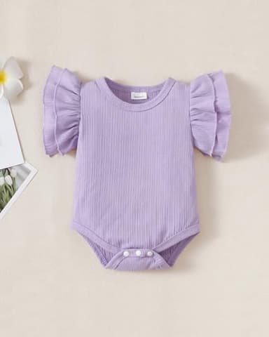 Mioglrie Preemie Clothes Girl Newborn Girl Outfits Infant Baby Girl Clothes Summer Baby Girl Outfits Purple Floral Dress Baby Girls' Clothing - Image 4
