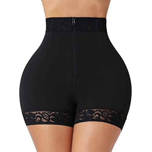 FeelinGirl Butt Lifter Shorts Tummy Control Shapewear for Women Panty Girdle with Zipper Black S - Image 1
