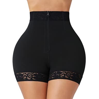 FeelinGirl Butt Lifter Shorts Tummy Control Shapewear for Women Panty Girdle with Zipper Black S - Image 1