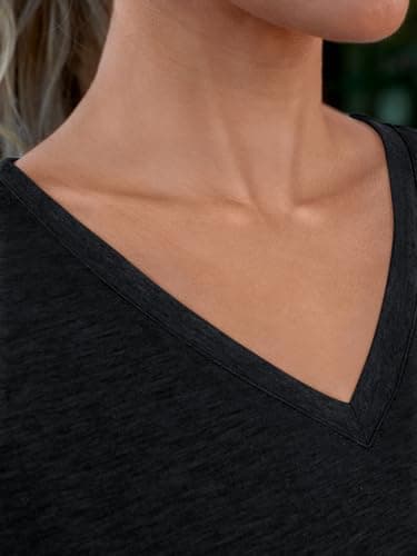 AUTOMET Womens Summer Tops School Outfits Short Sleeve Casual V Neck T Shirts Tees Tunic Fashion Trendy Comfy Clothes 2025 Black L - Image 5