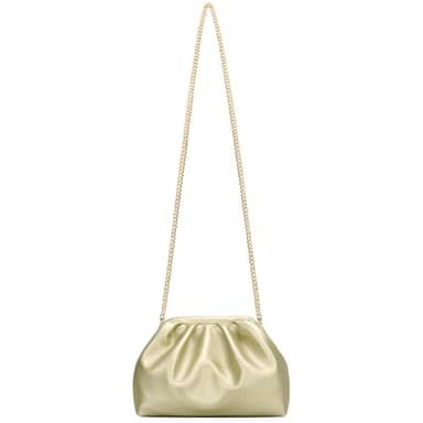 KKXIU Pleated Evening Handbag for Women Formal Clutch Purse with Removable Chain Strap Soft Wedding and Prom Bag Elegant Crossbody Clutch (Gold) - Image 4